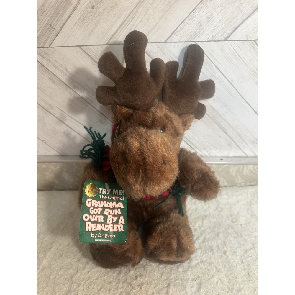 Dr. Elmo "Grandma Got Run Over By A Reindeer" Plush Musical Moose RARE NWT WORKS